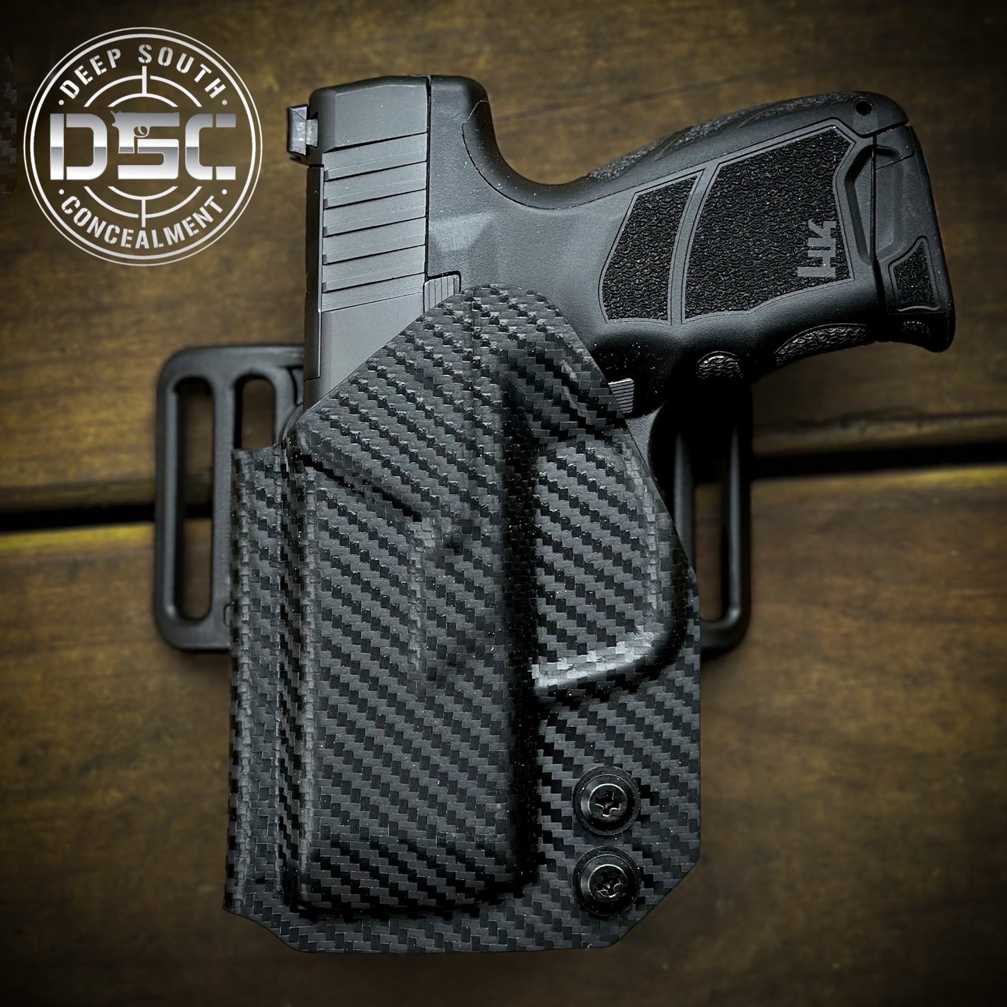 H&K CC9 Black Carbon Fiber LH OWB Belt Slide Holster