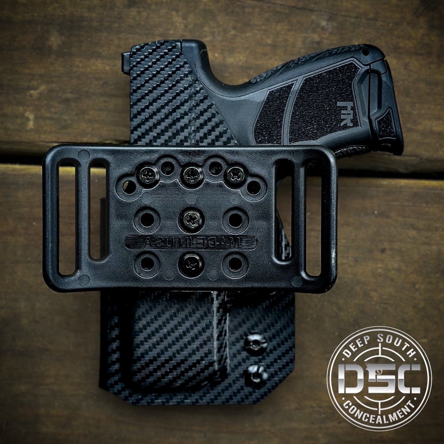 H&K CC9 Black Carbon Fiber RH OWB Belt Slide Holster