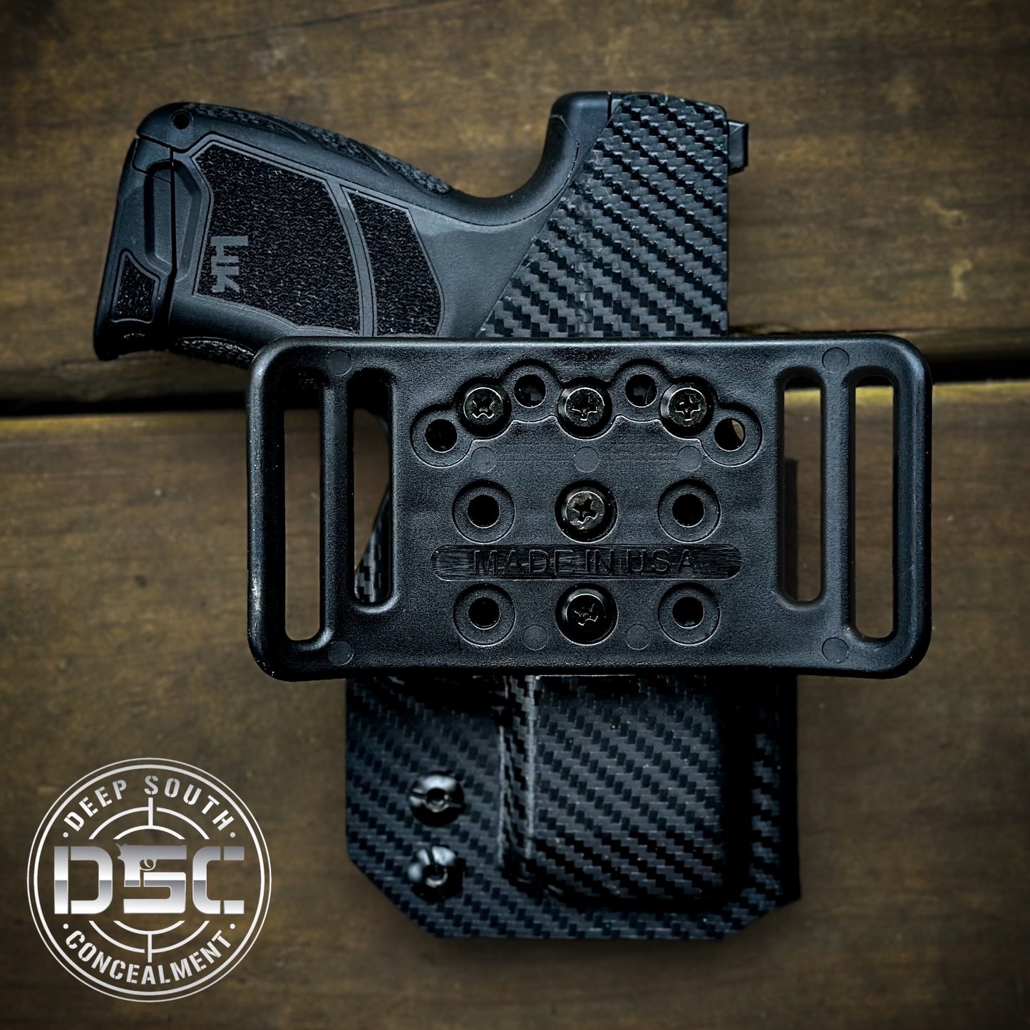 H&K CC9 Black Carbon Fiber LH OWB Belt Slide Holster