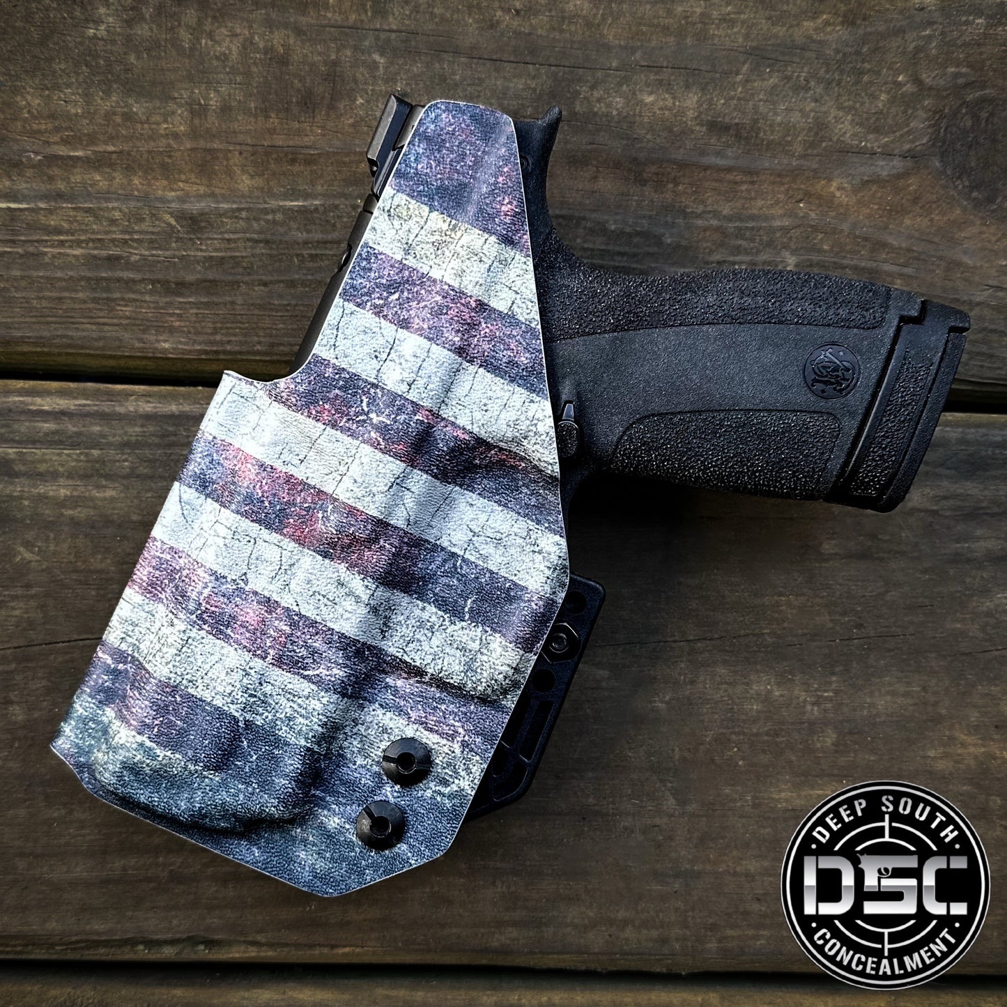 Smith & Wesson Shield X Distressed Old Glory Design RH IWB Holster
