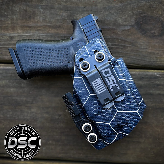 Glock 43X MOS w/Streamlight TLR7 Sub Blue/Tan Hex RH IWB Holster