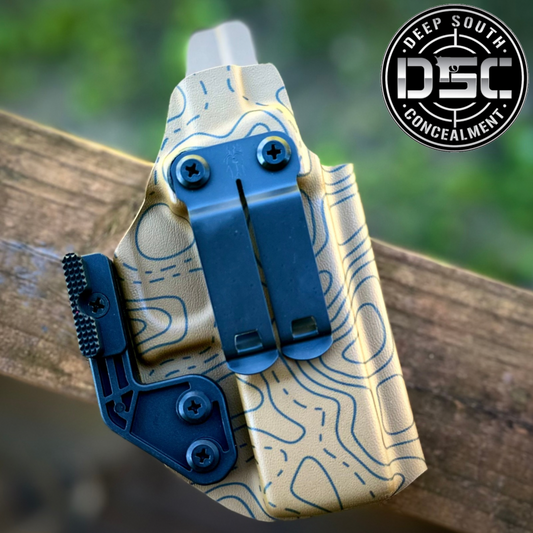 Glock 19/23/32/45 Desert Tan Topography Design RH IWB Concealment Holster