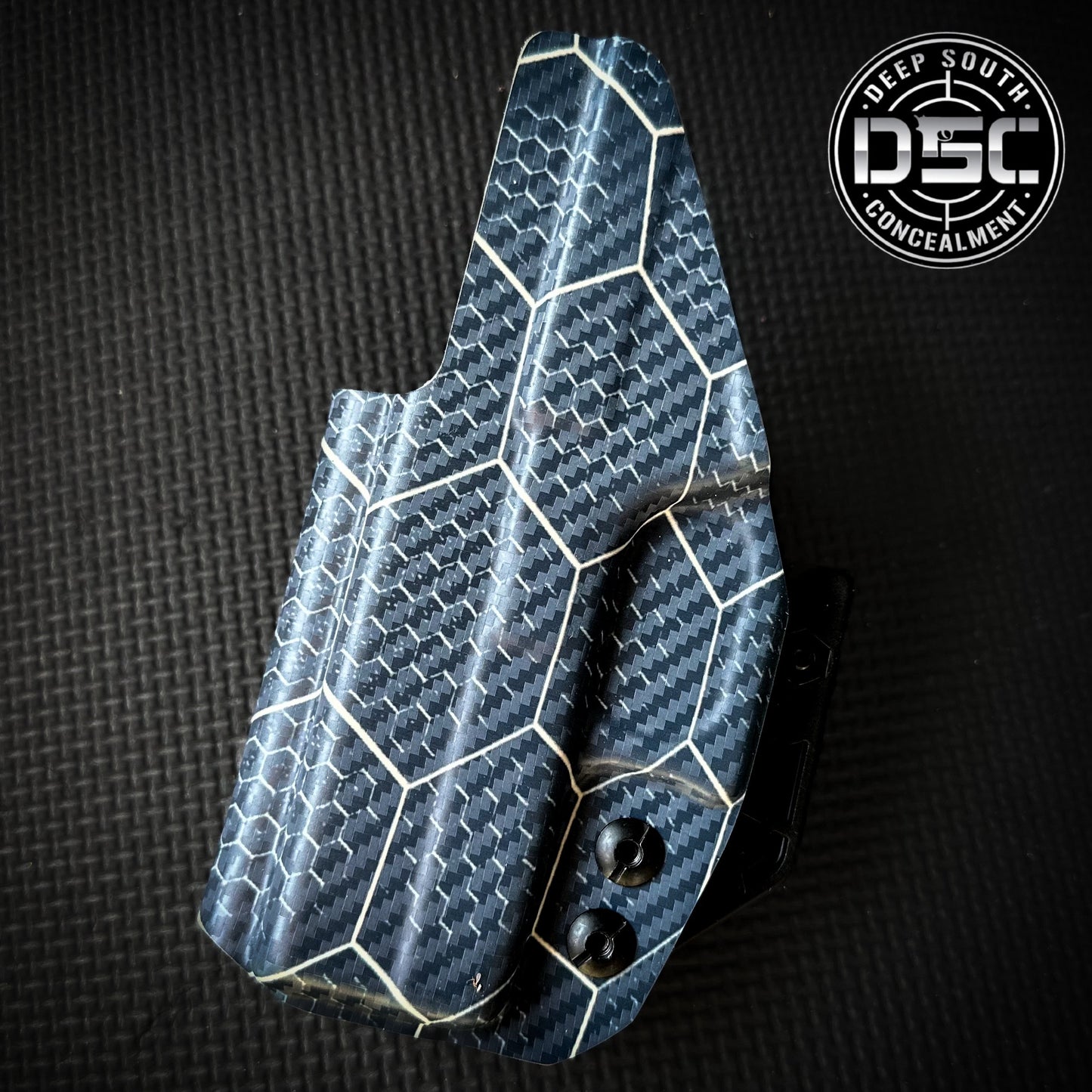 Glock 43/43X MOS Blue/Tan Hex Carbon Fiber RH IWB Holster