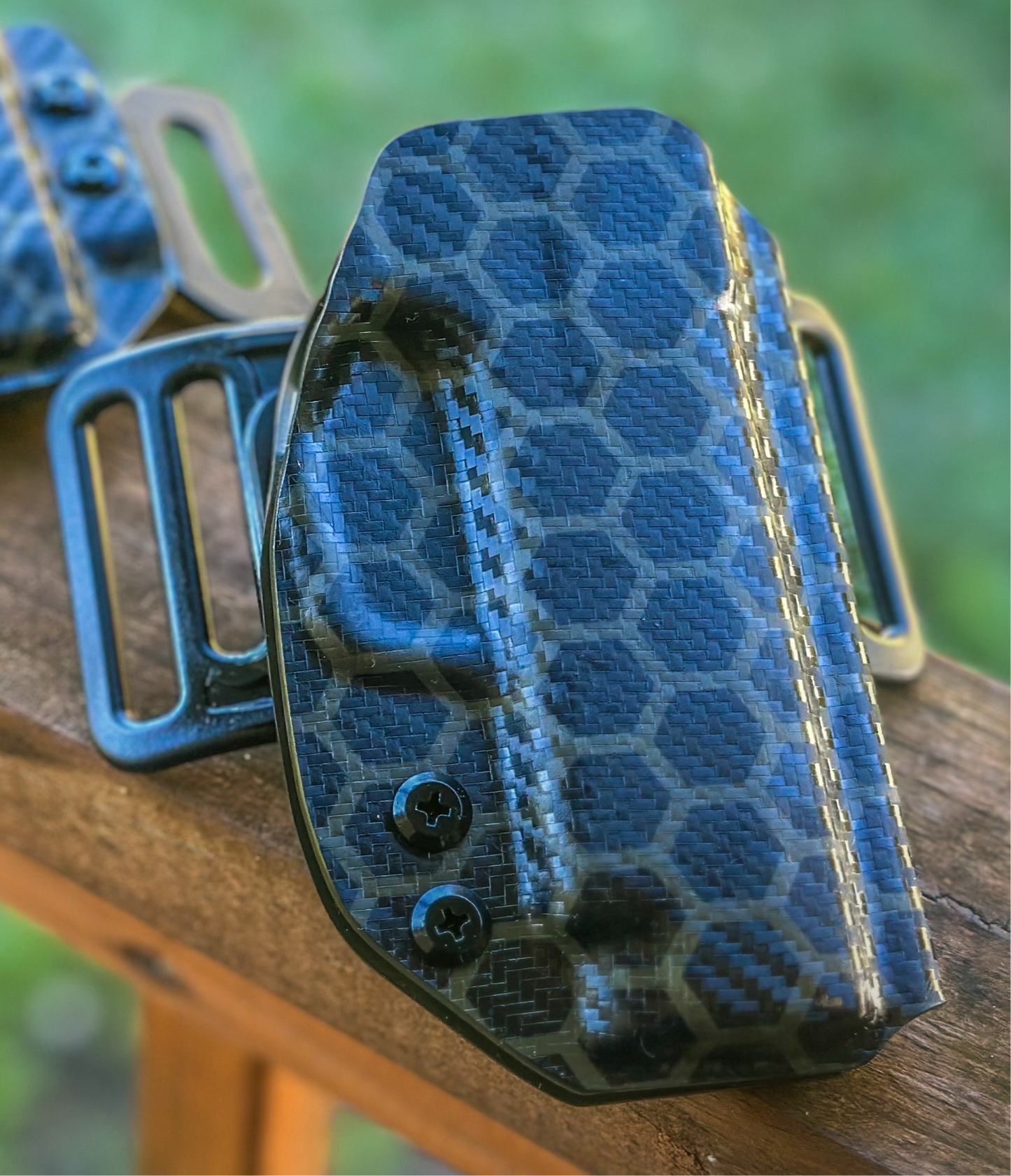 Sig Sauer P365XL OD Green Carbon Fiber Hexagon Design RH OWB Belt Slide Holster