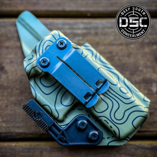 Glock 19/23/32/45/19X OD Green Topography Design RH IWB Concealment Holster