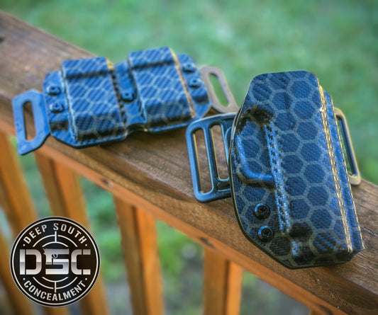Sig Sauer P365XL OD Green Carbon Fiber Hexagon Design RH OWB Belt Slide Holster