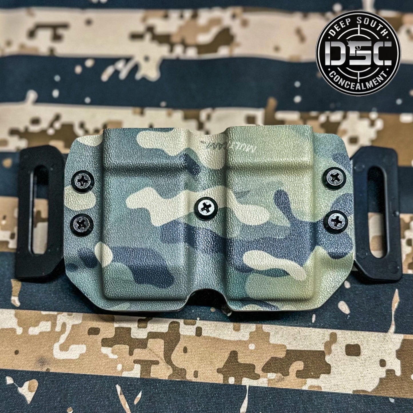 Multicam Camo Dual Mag Carrier for Double Stack 9mm/40 S&W Mags