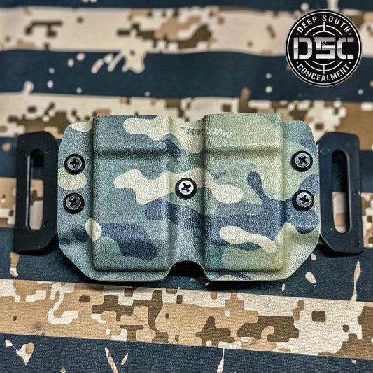 Multicam Camo Dual Mag Carrier for Double Stack 9mm/40 S&W Mags