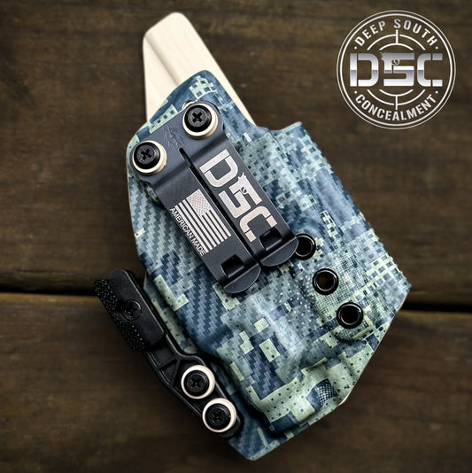 Glock 43X MOS w/Streamlight TLR7 Sub OD Green Digital Camo Carbon Fiber RH AIWB