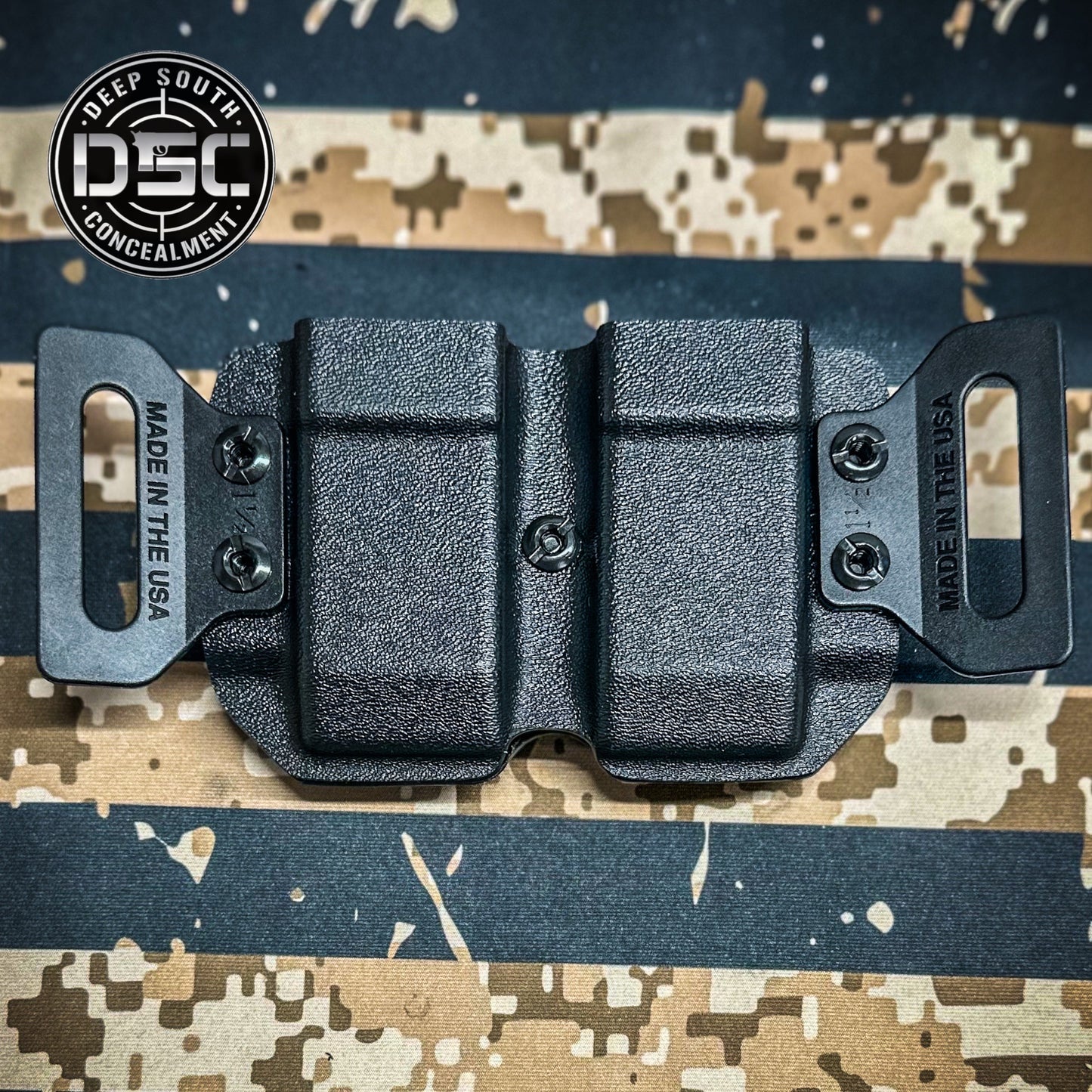 Black Dual Mag Carrier for Double Stack 9mm/40 S&W Mags