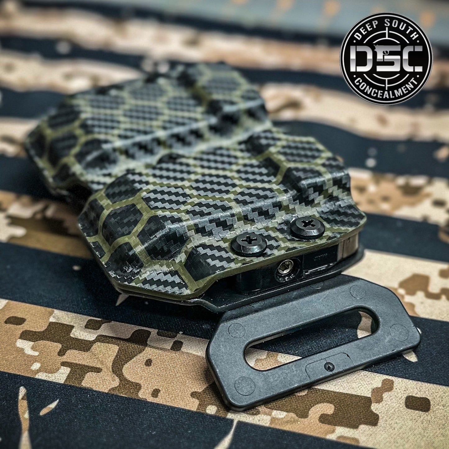 OD Green/Black Hexagon Carbon Fiber Dual Mag Carrier for Double Stack 9mm/40 S&W Mags