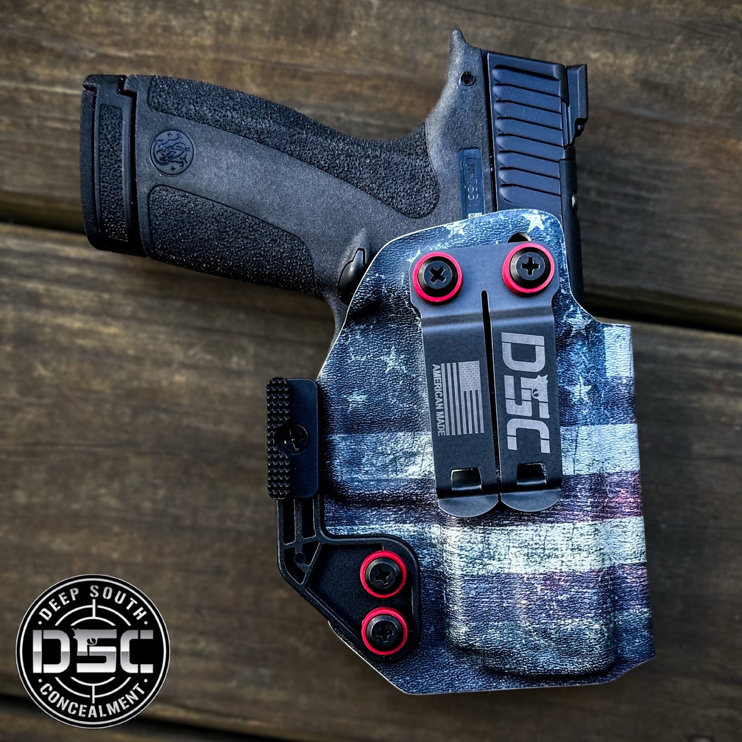 Smith & Wesson Shield X Distressed Old Glory Design RH IWB Holster