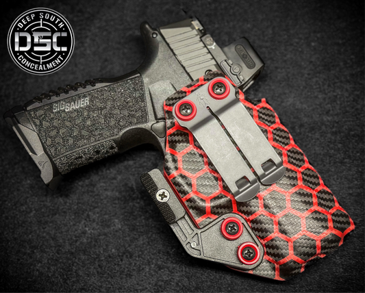 Sig Sauer P365 XMacro Red Carbon Fiber Hexagon RH IWB Holster