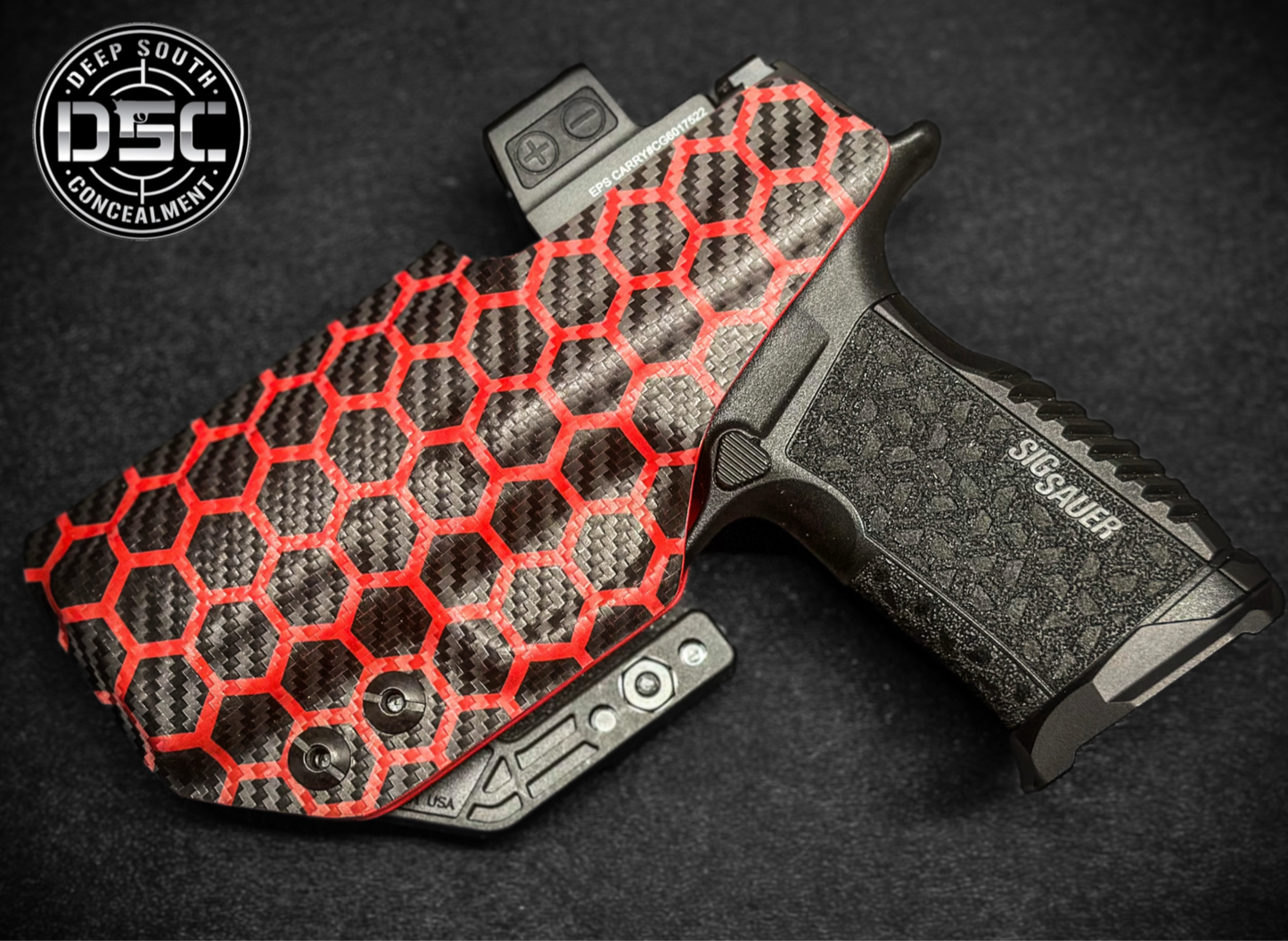 Sig Sauer P365 XMacro Red Carbon Fiber Hexagon RH IWB Holster