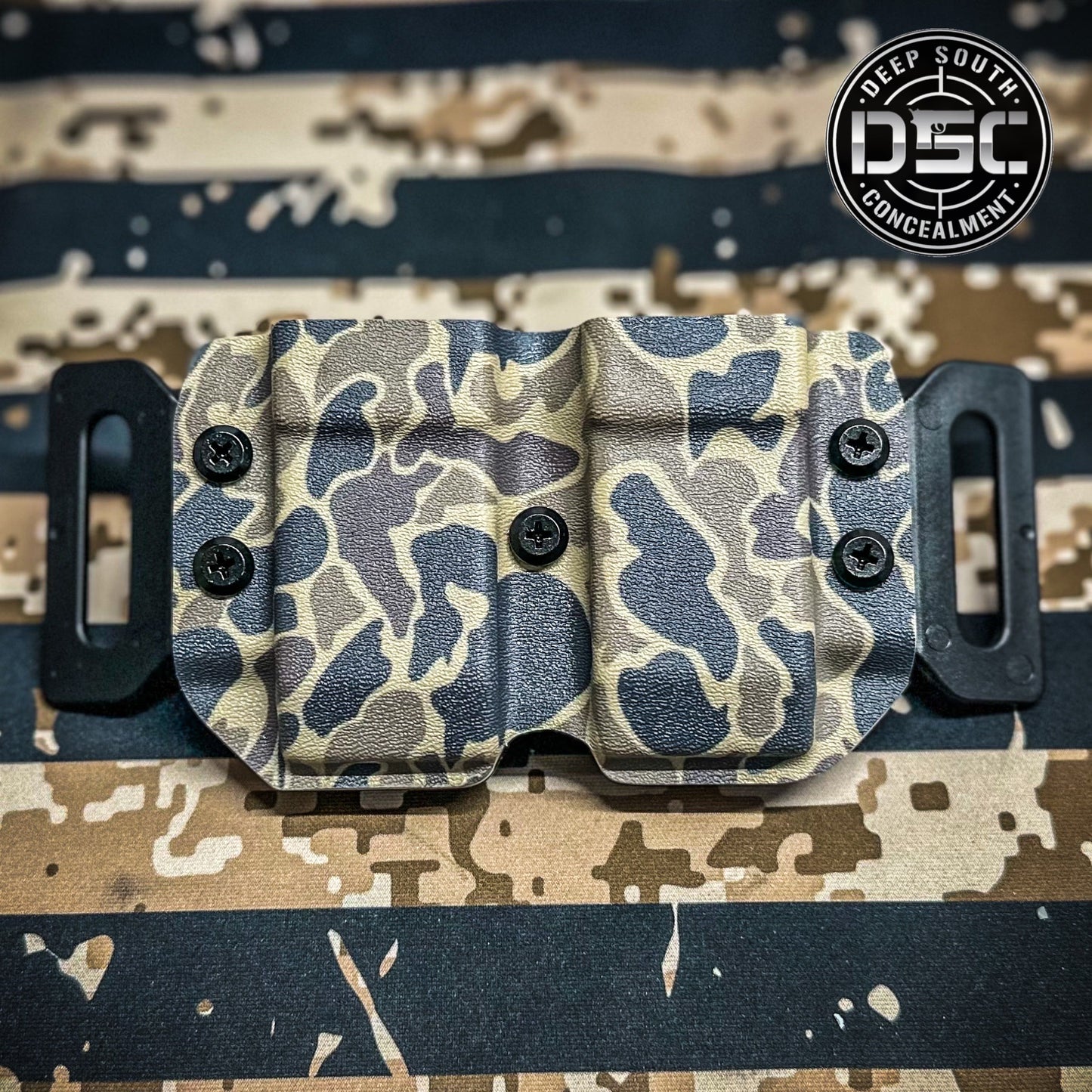 Old School Camo Dual Mag Carrier for Double Stack 9mm/40 S&W Mags