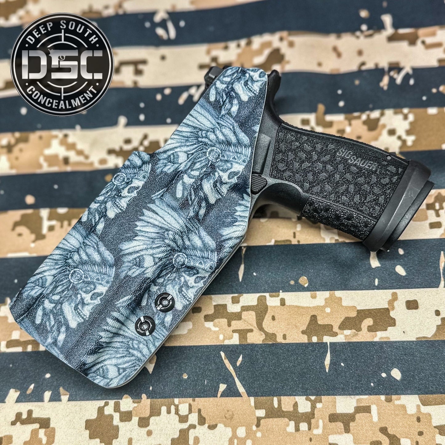 Sig Sauer P365 Fuse Indian War Chief Skull Design RH IWB Concealment Holster