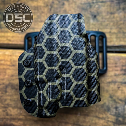 Sig Sauer P365 XMacro w/TLR7 Sub OD Green Carbon Fiber Hex RH OWB Belt Slide Holster