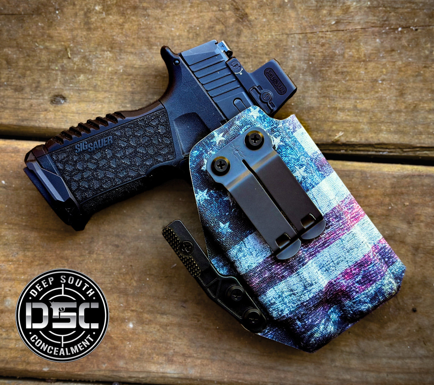 Sig Sauer P365 Fuse w/Streamlight TLR-7 HLX Distressed US Flag RH IWB Holster